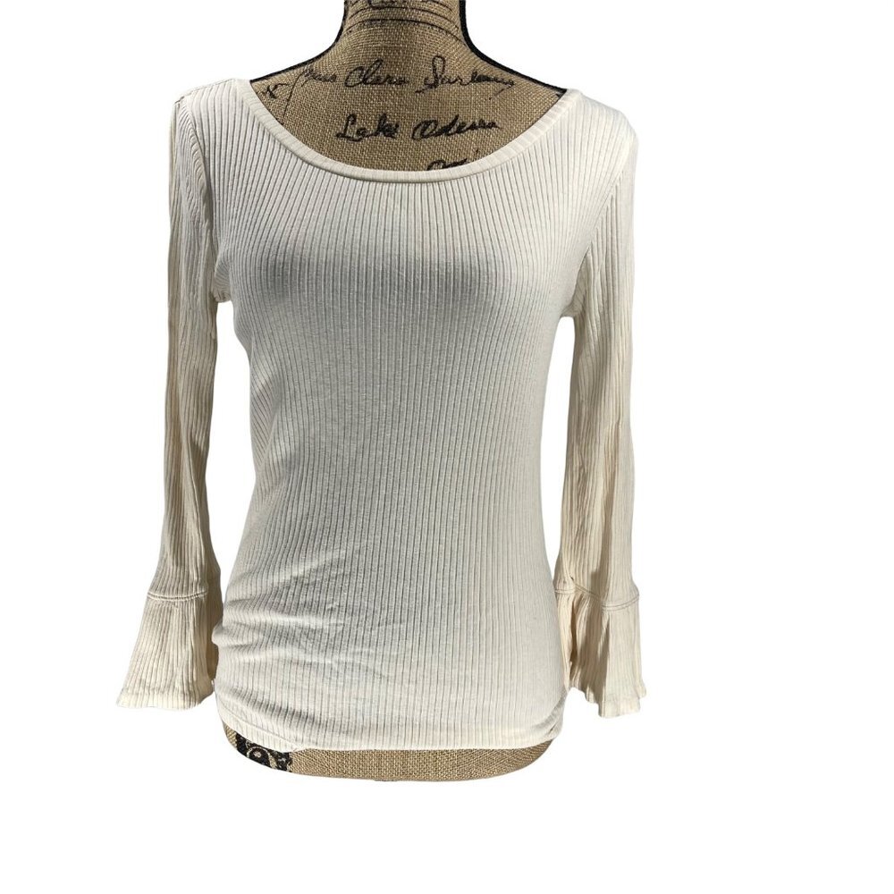 J.Crew Ribbed Ruffle Sleeve Top White Size XS